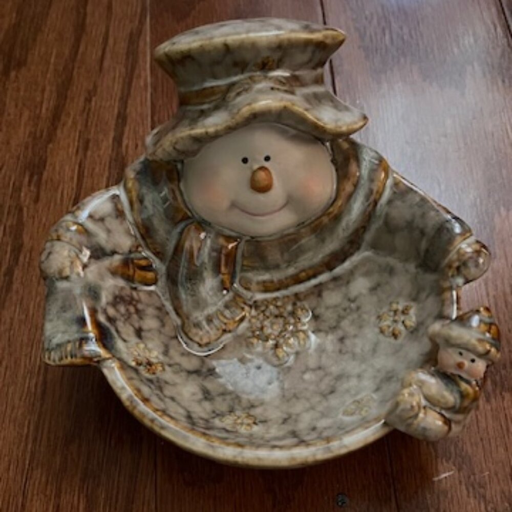 Snowman Ceramic Candy/Soap Dish